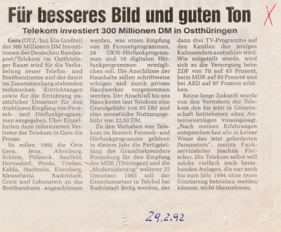 1992 - 02 - 29 - OTZ - Telekom investiert in Ostthueringen.jpg